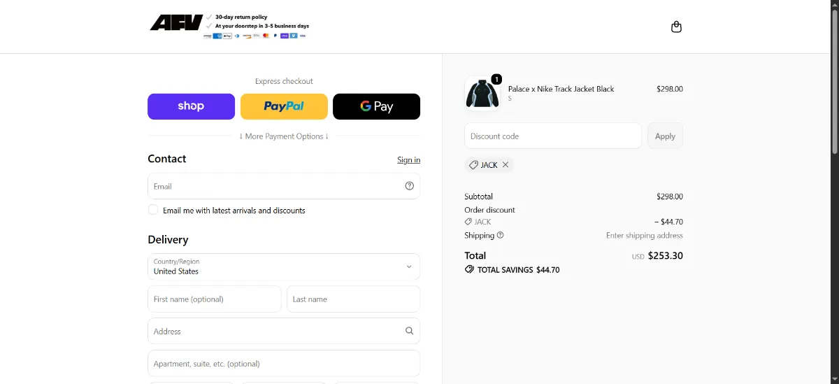 Where to enter the A Few Vibe coupon code at checkout