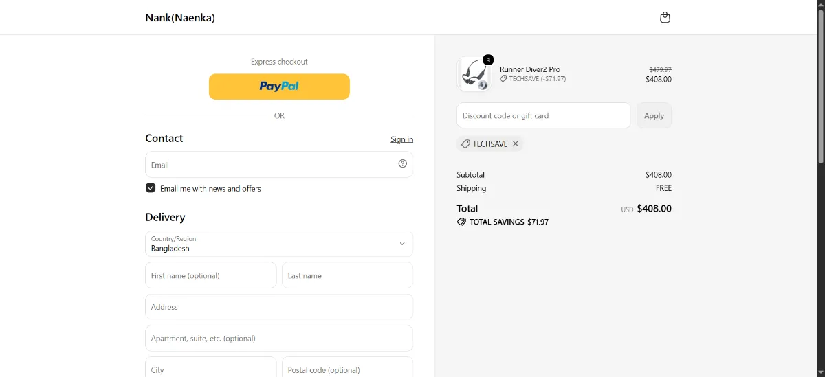 Step 3: Enter TECHSAVE at checkout