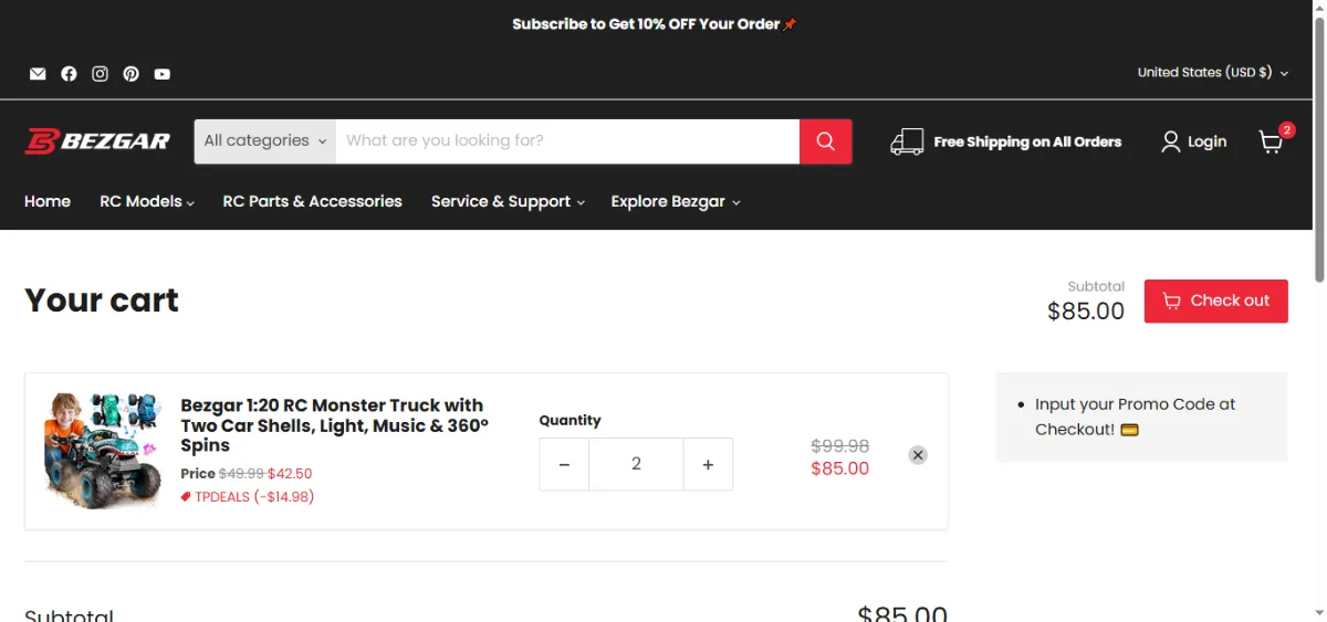 Step 2: Open your cart