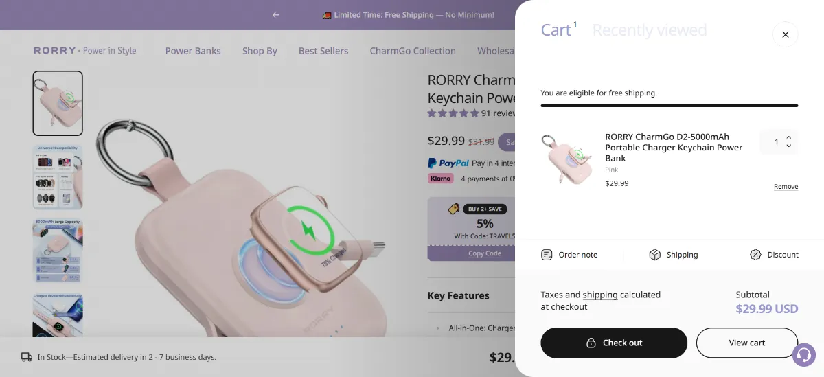 Step 2: Open your cart