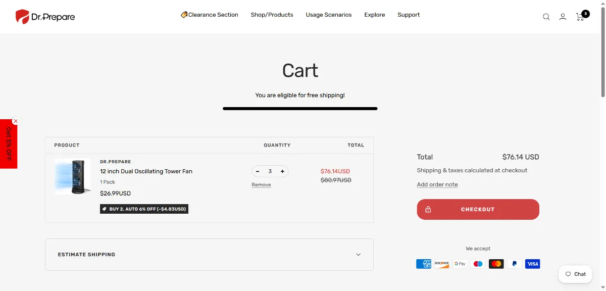 Step 2: Open your cart