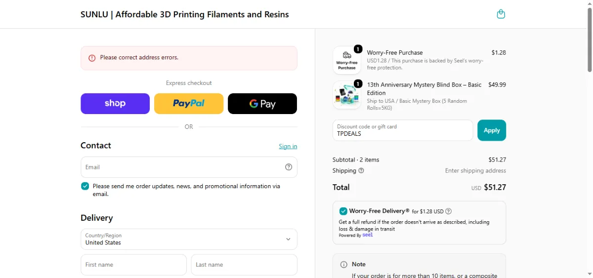 Step 3: Enter TPDEALS at checkout